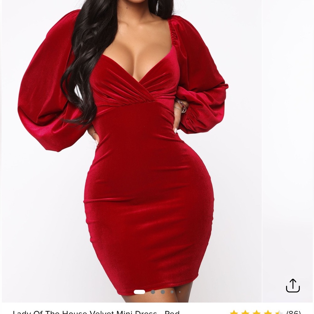 Velvet mini dress - Red - size M - Picture 4 of 5